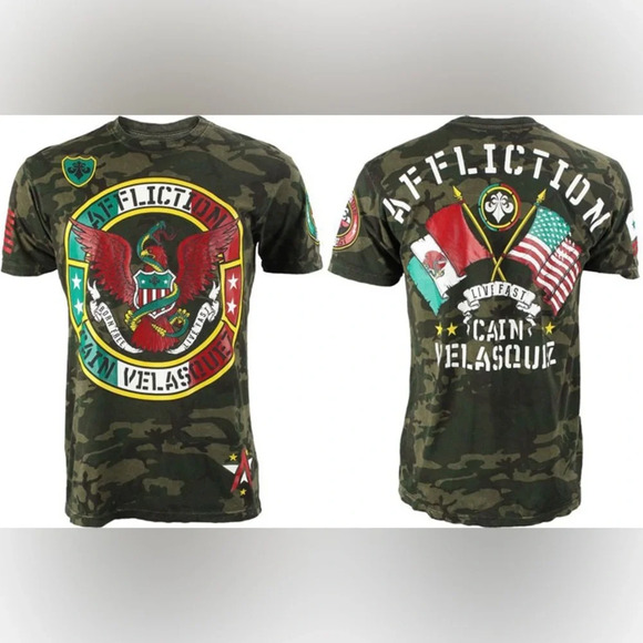 Affliction Cain Velasquez Camo Eagle Graphic T-Shirt – Men’s Medium - Picture 1 of 10